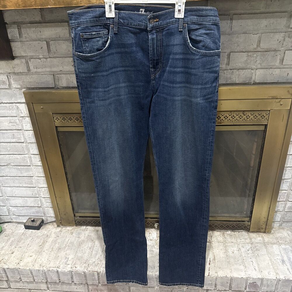 Seven For All Mankind The Straight Leg Men's Jeans Size 36x34 Dark Wash